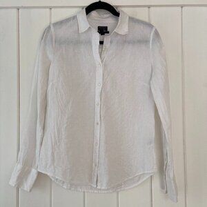 J.Crew Baird Mcnutt White 100% Irish Linen Long Sleeve Shirt Women's Size 4 EUC